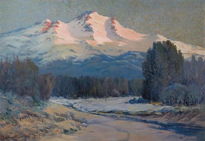 Ernst William Christmas Mountain View Sweden oil painting art